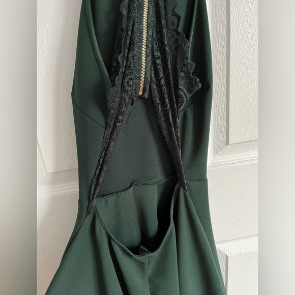 Windsor Dark Olive Green Dress with Lace Open Back - Picture 3 of 4